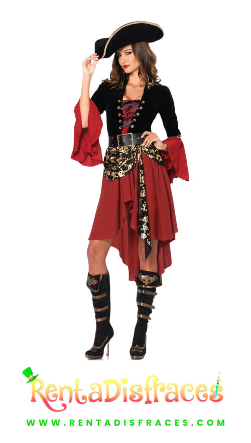 Disfraz de Pirata del Mar Rojo, Disfraz de pirata sexy, Disfraces de piratas, Renta de disfraces