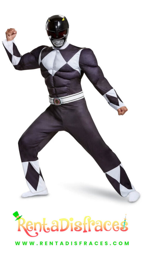 Disfraz de Power Ranger negro, Disfraces Superhéroes y villanos, Renta de disfraces