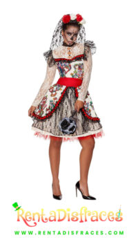 Disfraz de Catrina con velo, Disfraces de Halloween, Disfraces de terror, Renta de disfraces