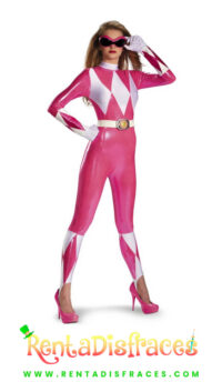 Disfraz de Power Ranger rosa, Disfraces Superhéroes y villanos, Renta de disfraces